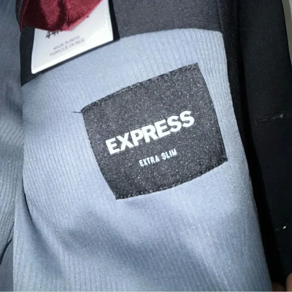 Express Extra Slim Two-Button Long Sleeve Wool Blend Blazer Suit Jacket